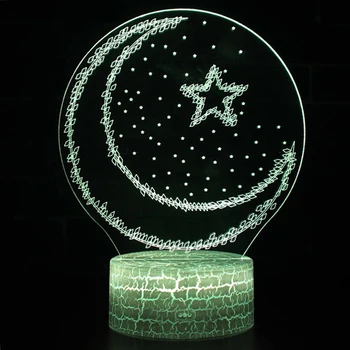 3d Led Mėnulis, Žvaigždės, Spalvinga Naktį Lempos Ramadanas LED Žibintai Namų Darbalaukio Žibintai Musulmonų Eid Mubarakas Ramadanas Gimtadienio Dovanos