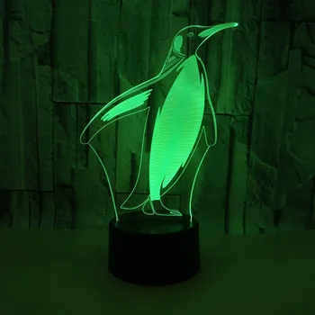 3D LED Nakties Šviesos Pingvinas su 7 Spalvų Šviesos Namų Puošybai Lempos Nuostabi Vizualizacijos Optinė Iliuzija Nuostabus