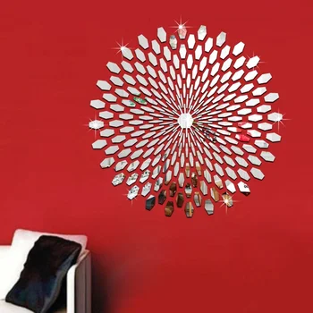 3D lipnus Akrilo Veidrodis, Sienų Lipdukai Saulėgrąžų Geometrinis Modelis Fono Sienos Kambarį Biuro Apdailos