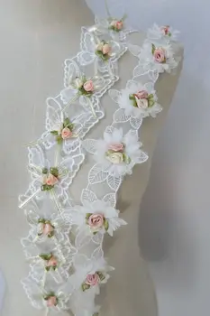 3D Organza Gėlių Siuvinėjimas Drugelis Juostelės Dvigubo sluoksnio Nėrinių Aplikacijos 