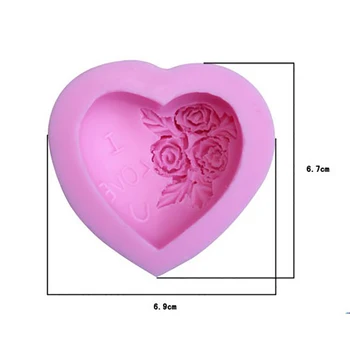 3D Silikono Muilo Pelėsių Širdies Meilės Rožių Gėlių, Šokolado Liejimo formos Žvakė Polimero Molis Formų Amatai 