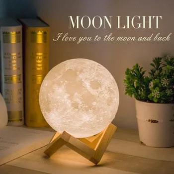 3D Spausdinimo Mėnulio Lempos Naktį Žibintai Touch Perjungti Kontrolės Keisti Patalpų Miegamojo Puošmena Permainingi LED Įkrovimo Naujiena