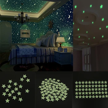 3D Šviesos Liuminescencinės Energijos Saugojimo Fluorescencinis Švytėjimas tamsoje Sienų Lipdukai Žvaigždžių Vaikų Karšto Vaikų Miegamasis Lipdukai