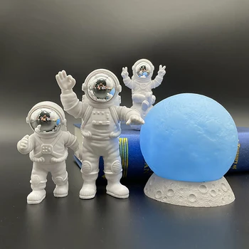 3pcs Astronautas Figūrėlės Ornamentu Dekoruotais Miniatiūros, Skulptūra Astronautas Topper Apdailos Žaislas, Skirtas Tortas Darbalaukio Dekoratyvinis