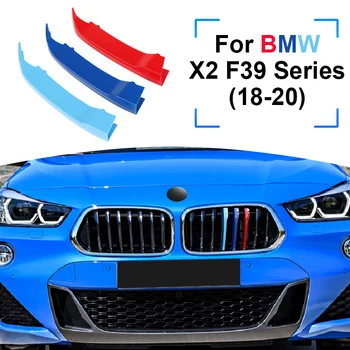 3pcs Automobilių 3D M Stiliaus Priekinių Grotelių Apdaila BMW X2 Serija F39 2018-2020 Bamperio Dangtelis Juostelės Juostelės, Lipdukai Padengti Dropship