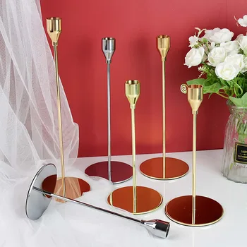 3Pcs Minimalistinio Stiliaus Metaliniai Žvakių Laikikliai Auksinių Vestuvių Dekoro Juosta Šalies Kambarį Žvakidė Stalo Šviestuvai Namų Dekoro