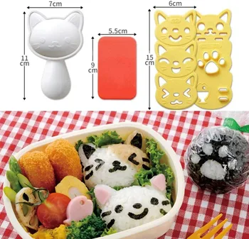 3pcs/set Suši Pelėsių Ryžių Kamuolys Pelėsių Animaciją Kačių Modelis Suši Bento Nori Virtuvė Ryžių Dekoro Rinkiniai Sandwich Kūdikių Vaikai