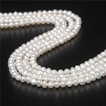 4-4.5 mm Nekilnojamojo Rausvos spalvos Gėlavandenių Perlų Papuošalai Priėmimo Natūralaus White Pearl Brangakmenių Maži Karoliukai String 