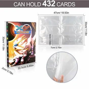 432Pcs Pokemon Kortas Albumą Knyga Cool Kolekcijos Savininkas Animacinių filmų Anime Žaidimas Rišiklio Katalogą Viršaus Pakraunama Sąrašą, Žaislai, Dovanos Vaikams
