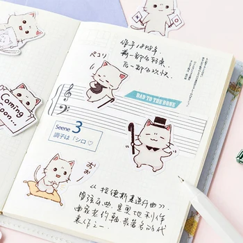 45 Vnt. /set Animacinių filmų Kawaii katė Kawaii Mini Lipdukas Dienoraštis Albumą 