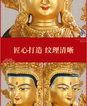 45cm didelis Budizmas Gilding Budos statula Tibeto NAMŲ šventyklos aukuro palaiminti saugią sveikatos Keturios rankos Avalokitesvar Guan yin žalvario buda