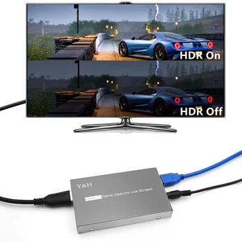 4K 60fps HDR HDMI Linijos Video Capture Card USB 3.0 Žaidimas Live Transliacijos Plokštė 1080p Įrašymo Lange MIC In 3.5 mm Gamepad Garso Įvestis