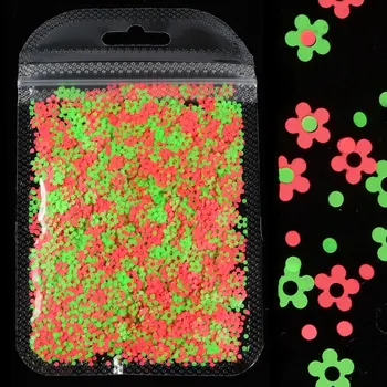4mm Neon Gėlių Nagų Blizgučiai Dribsnių Fluorescencijos Blizgančių Blizgučiai 3D Derinys Spalvų Nagų Dailės INS Tuščiaviduriai Žiedai Manikiūro Papuošalai