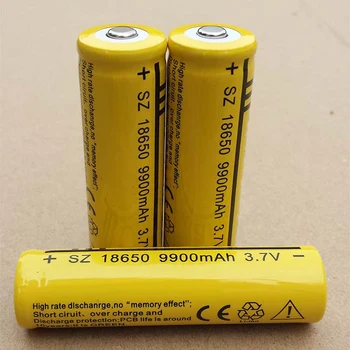 4pcs 18650 Baterija 9900mAh 3.7 V Įkrovimo Baterija (akumuliatorius Li-ion Ličio Bateria, Žibintuvėlis, Baterija +1pcs ES Prijunkite Įkroviklį