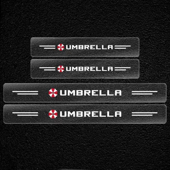 4Pcs 3D Skaidrūs Automobilio Durų Slenkstį, Palangės Apsauginiai Lipdukai Umbrella Korporacijos Emblema Automobilių Ženklelis Durų Apsaugos Lipdukas