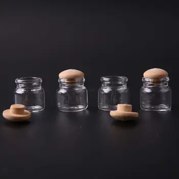 4pcs Mini Skaidraus Stiklo Saldainiai Baras Miniatiūriniai Mini Uogienės Stiklainis