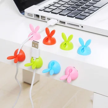 4Pcs Pink Bunny Ausies Triušis Darbalaukio Duomenų Laikiklis Kūrybinių Veiksmų Skaičius, Mielas Ausinių, USB Įkroviklio Laido Apsauga Organizatorius