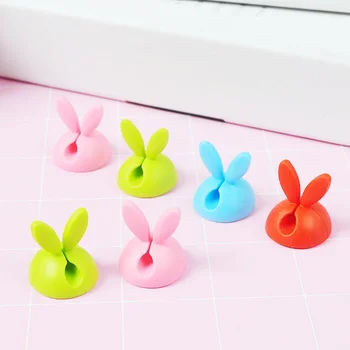 4Pcs Pink Bunny Ausies Triušis Darbalaukio Duomenų Laikiklis Kūrybinių Veiksmų Skaičius, Mielas Ausinių, USB Įkroviklio Laido Apsauga Organizatorius