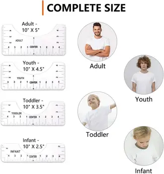 4Pcs/Set T-Shirt Derinimas Valdovas orientuoti T-Shirt Dizainas Mados Valdovų Dydžio Diagramos Suaugusiųjų Jaunimo Bamblys