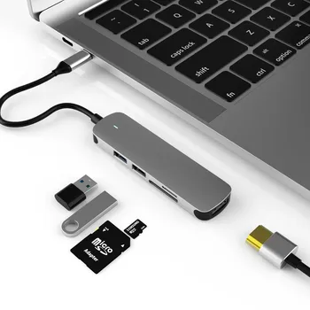 5 in 1 Multi USB C Docking Station USB Šakotuvą, Multi-Funkcija Hub Tipas C 2 Prievadai USB HDMI Nešiojamas Docking Station 