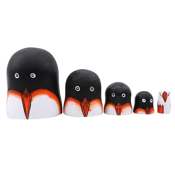 5 Sluoksnių Lizdus Lėlės Matryoshka Medienos Žaislas Pingvinas Ranka-dažytos rusijos Lėlės Namų Dekoro Vaikų Dovanų