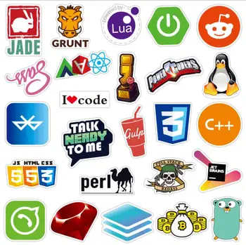 50/100vnt Programuotojas Interneto Java Lipdukas Geek Docker Html Bitcoin Programavimo Kalba, kuria Mobilųjį Telefoną, Nešiojamąjį kompiuterį Lipdukai Lipdukas