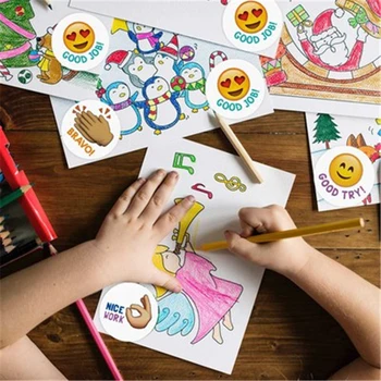 500 Vnt./roll Smiley Veido Atlygį aplinkosaugos ¾enklelis, Studentų ir Vaikų Geltoni Taškai Etiketės Laimingas Smiley Veido Doodle Lipdukai vaikams Žaislas