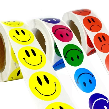 500 Vnt./roll Smiley Veido Atlygį aplinkosaugos ¾enklelis, Studentų ir Vaikų Geltoni Taškai Etiketės Laimingas Smiley Veido Doodle Lipdukai vaikams Žaislas