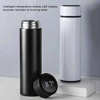 500ml Termosas Karšto Vandens Puodelis Smart už Šilumos Masažuoklis Puodelio Kavos LED Ekranas Temperatūra Vakuuminių Kolbų Drinkware
