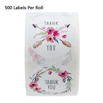 500pcs/roll 6 Stilius Gėlių Dėkojame, Lipdukai Kalėdų Scrapbooking Pakuotės R7RC