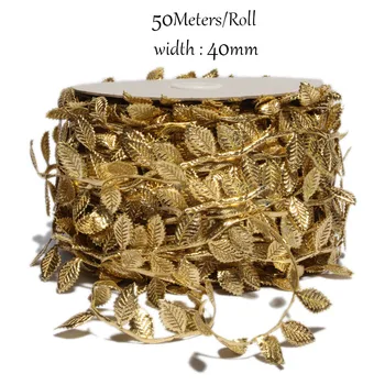 50Meters/Roll 40mm Aukso Šilko Satino Juostelės Laivapriekio Vestuvių Dekoratyvinis 