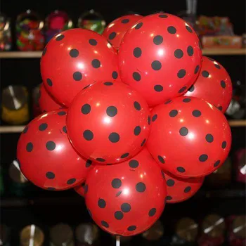 50pcs /daug Ladybug Black Red Vietoje Polka dot lateksiniai balionai globos šalis Gimtadienio dovanos balionai vestuvių Papuošalai