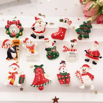 50pcs Dervos Spalvinga Kalėdų Derinys Flatback Cabochon Akmens Miniatiūrų Kalėdų Ornamentu 