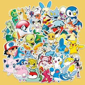 50pcs/set Pokemon Pikachu Animacinių filmų Anime figureSticker Animacinių filmų Mobiliojo Telefono, Nešiojamojo kompiuterio Lagaminas Dekoro Lipduko Gimtadienio Dovanos