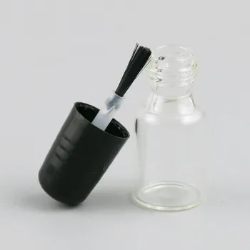 50pcs tuščias nagų lakas stiklo buteliai su balta juoda dangtelį 3 ml Mažų Stiklo Nagų lako Konteineris su Teptuku Bžūp