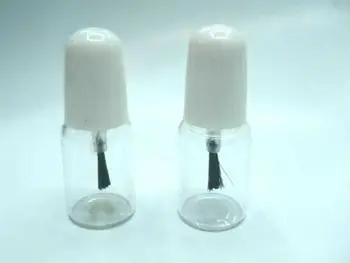 50pcs tuščias nagų lakas stiklo buteliai su balta juoda dangtelį 3 ml Mažų Stiklo Nagų lako Konteineris su Teptuku Bžūp