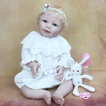 55 CM Minkšto Silikono Atgimsta Lisa Baby Girl Lėlės Žaislas Tikroviška Medžiaga Įstaiga Realus Įsišaknijusi Šviesūs Plaukai Princesė Bamblys Bebe