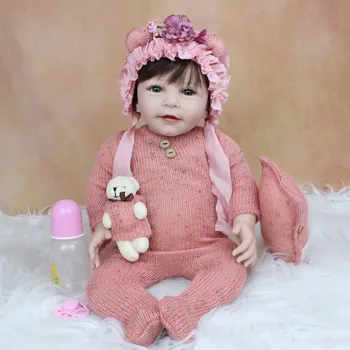 55 CM Minkšto Silikono Reborn Baby Doll Žaislas Mergina Audinio Organas, Realus 22 Colių Princesė Lisa Mažylis Dress Up Bebe Gimtadienio Dovana