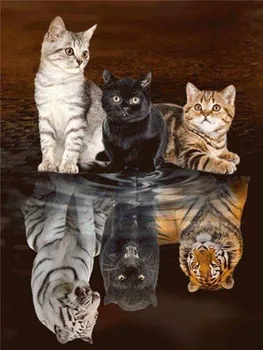 5D Diamond Tapybos Katė, Tigras kvadratiniu Apvalus Deimantas Siuvinėjimo Katės Diamond Mozaikos Gyvūnų Nuotraukų Strazdų 2019 naujas
