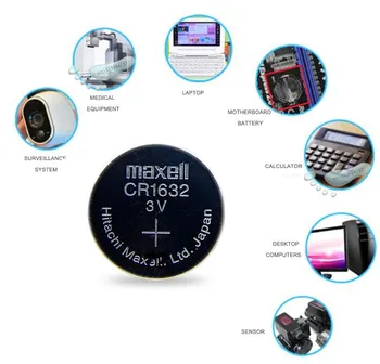 5pc Maxell Originalus cr1632 3v mygtuką ląstelių monetos ličio baterijas žiūrėti automobilį žaislas BR1632 ECR1632 DL1632 KCR1632 LM1632 KL1632