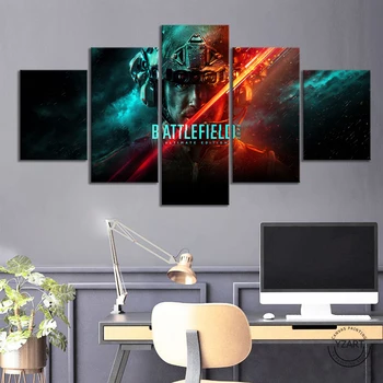 5pieces Battlefield 2042 Vaizdo Žaidimas Plakatas Kompiuterio Fono Sienų Dekoras Žaidimų Hamdsome Karys, Drobė, Aliejus, Tapyba