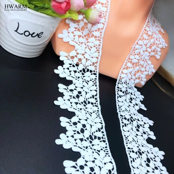 5yard 6.6 cm lapų gėlės baltos afrikos nėrinių audinio juostelės apdaila vestuvių dekoravimas skrybėlę pagalvę sijonas priedai 