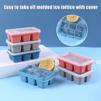 6 Ertmės Mini Ledo Kubelių Formos Dėklas Daugkartinio naudojimo Plastikinis Dangtelis Namų Virtuvėje Ice Maker 