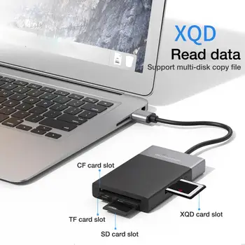 6 In 1 Multi Atminties Kortelių Skaitytuvą, USB 3.0 ABS Aliuminio Lydinio Apvalkalas PVC, Viela Reader 2 Port HUB Didelės Spartos Adapteris XQD CF, SD TF