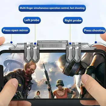 6 Piršto Aukščio Reguliatorius Sukelti Žaidimas Gaisro Mygtuką, Rankena Gamepad už PUBG IOS Lengvi Nešiojamieji Tinka Telefono