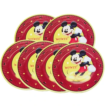 6 Vaikai Raudona Mickey Mouse Šalies Prekių Dekoracijas, Gimtadienio Džiaugtis Plokštė Staltiesė Balionai Caketopper