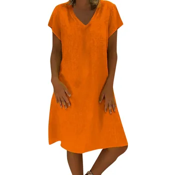 67# Moterys Stiliaus Suknelė marškinėliai Medvilnės Vasaros Atsitiktinis Plius Dydis Ponios Suknelė Atsitiktinis Palaidų Lino Suknelė Karšto Suknelė Feminino Vestido