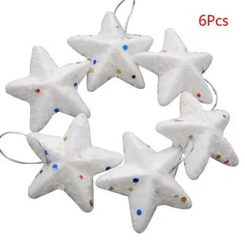6pcs /Kalėdų sniego žvaigždučių balta penkių smailių star 6cm Kalėdų medžio apdaila
