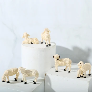 6Pcs Modeliavimas Avių Mielas Ūkio Gyvūnų Modelio Ožkos Miniatiūrinių Sodo Statulėlės, Namų Dekoravimo Reikmenys Dekoro Dovana Vaikams