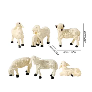 6Pcs Modeliavimas Avių Mielas Ūkio Gyvūnų Modelio Ožkos Miniatiūrinių Sodo Statulėlės, Namų Dekoravimo Reikmenys Dekoro Dovana Vaikams